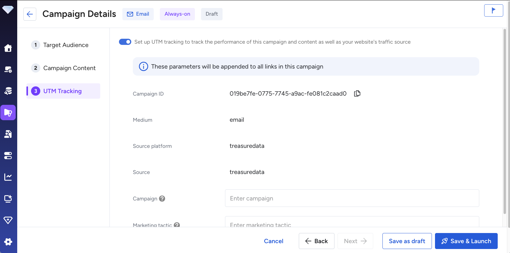 UTM tracking configuration